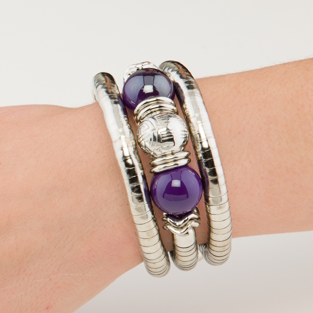 Silver & Purple Wrap Cuff Bracelet